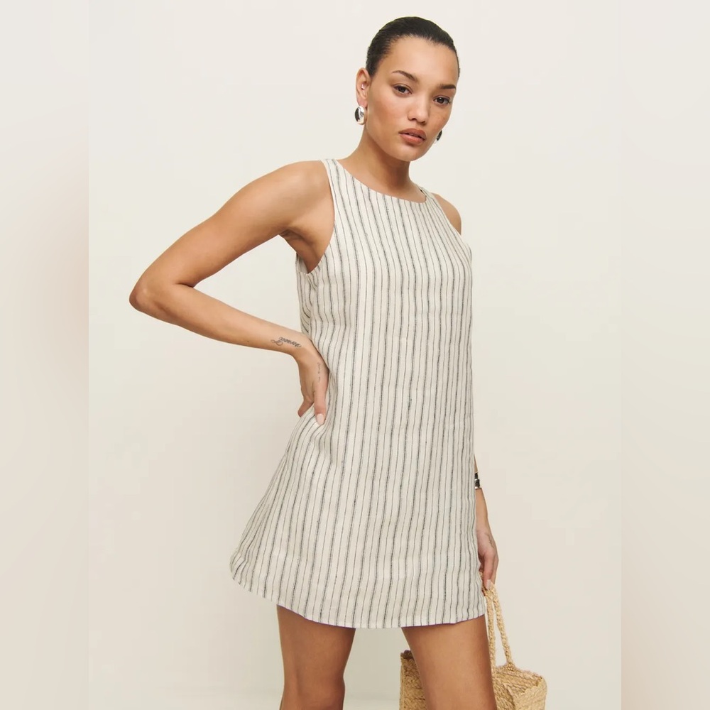 Reformation Jessi Linen Dress Ivory - Size 8